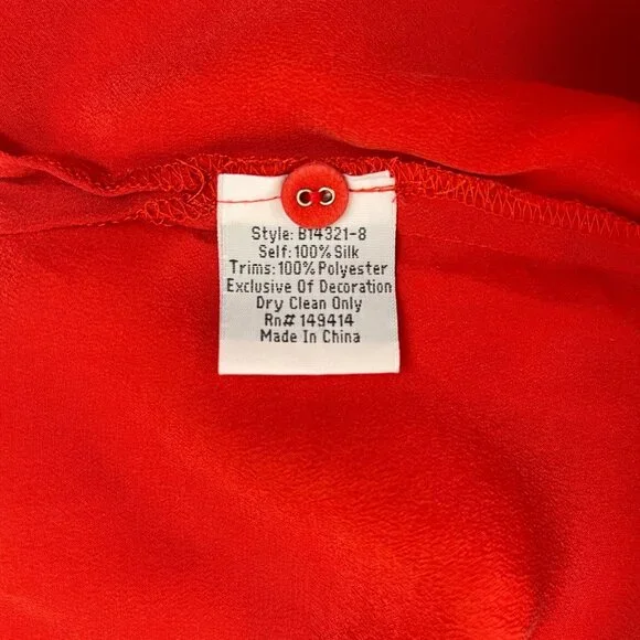 NWOT Johnny Was Biya Reverie Silk Floral Embroidered Red Shirt Blouse Size M - Picture 10 of 13